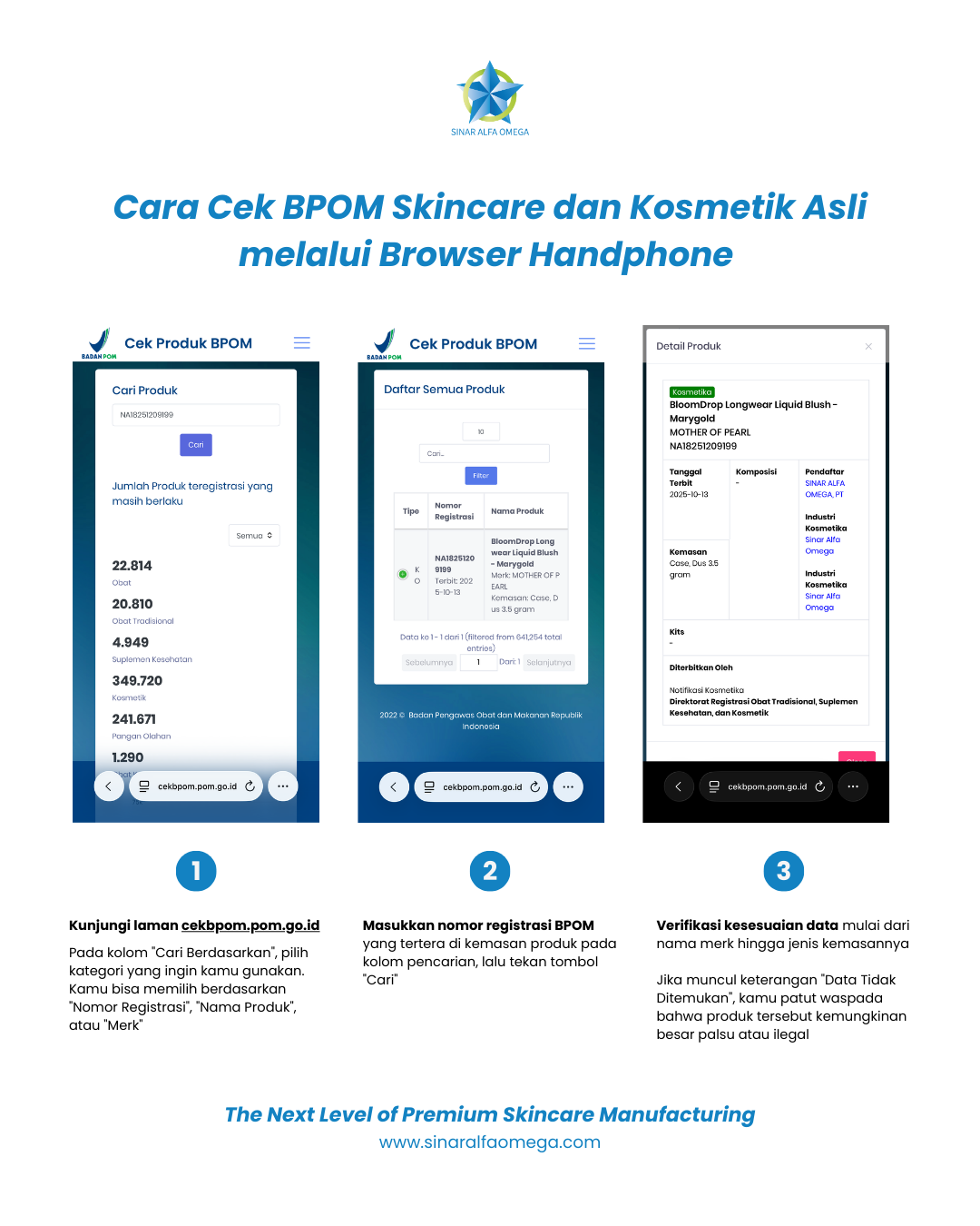 Jangan Tertipu! Ini Cara Cek BPOM Skincare dan Kosmetik Asli via HP | Browser Handphone | Jasa Maklon Skincare Kosmetik Parfum Terbaik dan Terpercaya di Jakarta dan Tangerang | Sinar Alfa Omega